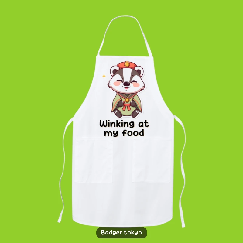 Funny Winking Badger Kimono Apron: Mischievous Chef, Happy Sparkle, Perfect Funny Gift