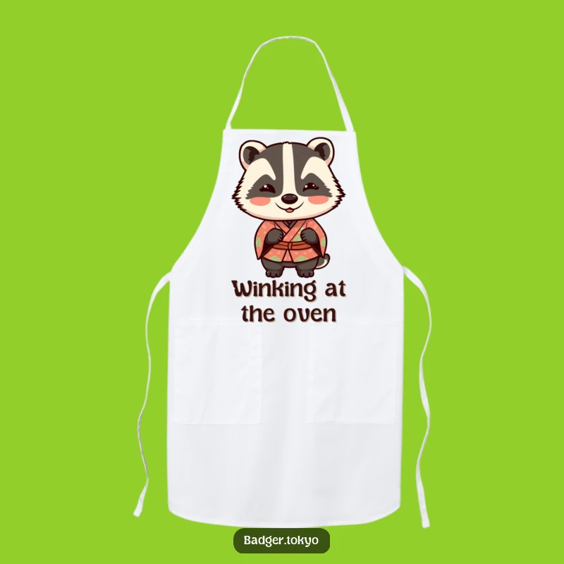 Funny Kawaii Badger Wink Apron - Chef's Mischievous Action Gift