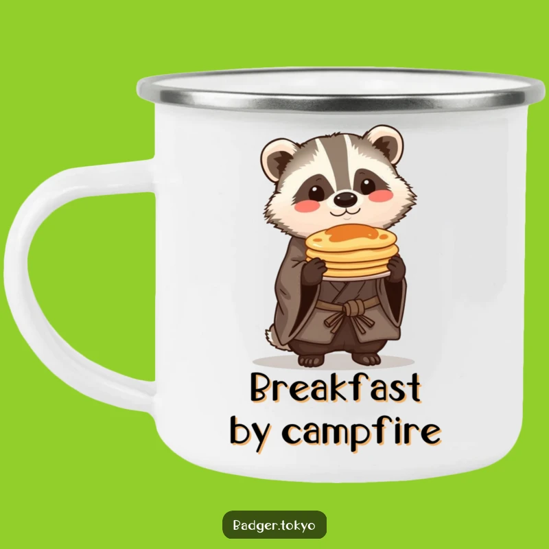 Funny Kawaii Badger Pancake Camping Mug - Rustic Breakfast Adventure Gift