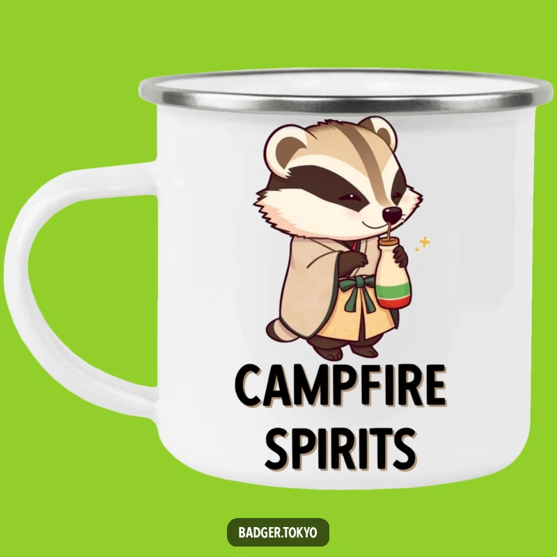 Funny Enamel Badger Sake Kimono Mug - Festive Camp Companion