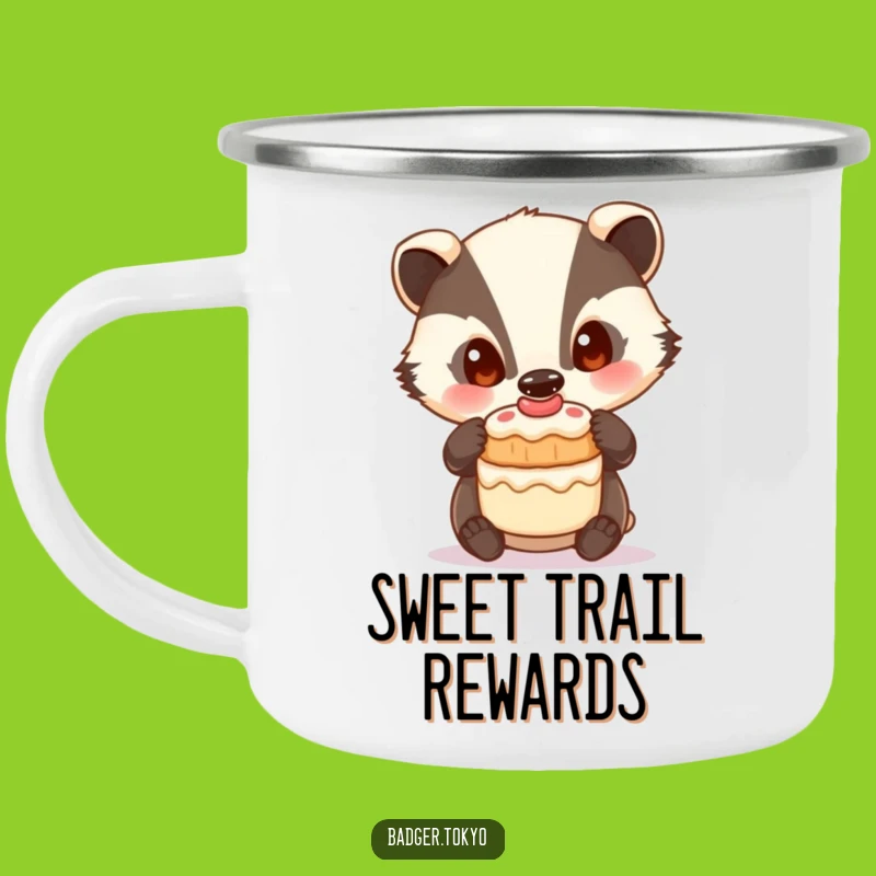 Funny Badger Cake Balance Camping Mug - Curious Camp Treat Holder, Great Funny Gift