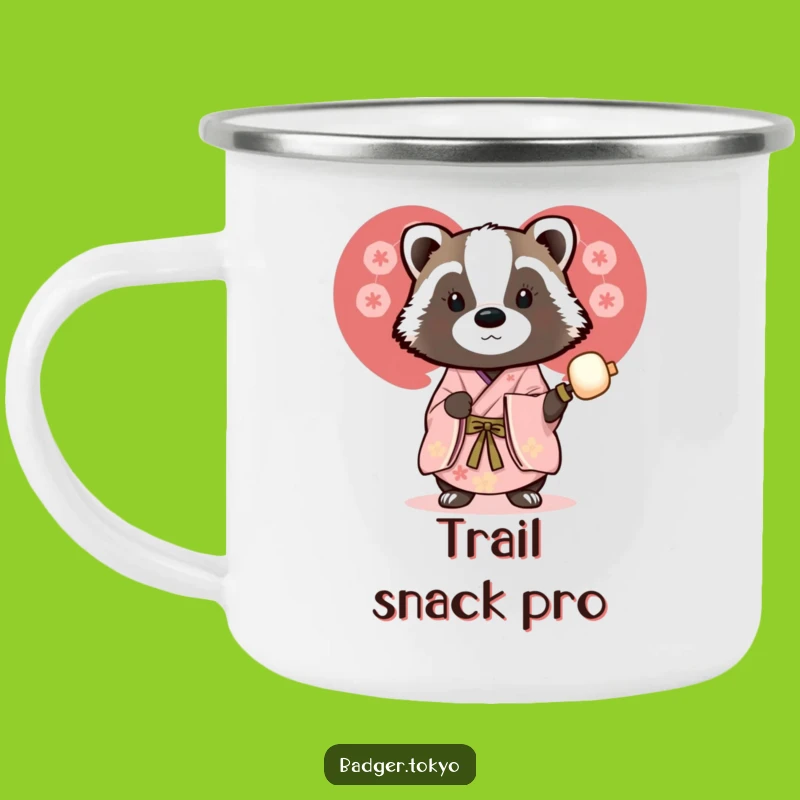 Funny Enamel Badger Dango Kimono Mug - Outdoor Snack Companion
