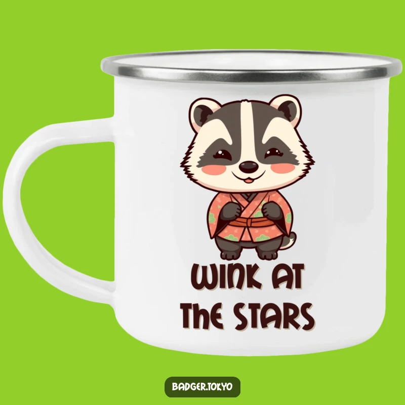 Funny Kawaii Badger Wink Camping Mug - Mischievous Outdoor Gift