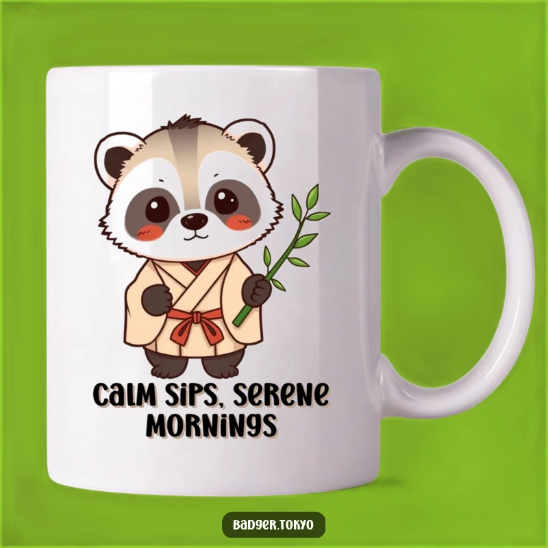 Funny Kawaii Badger Bamboo Zen Mug - Calm Kimono Badger Gift