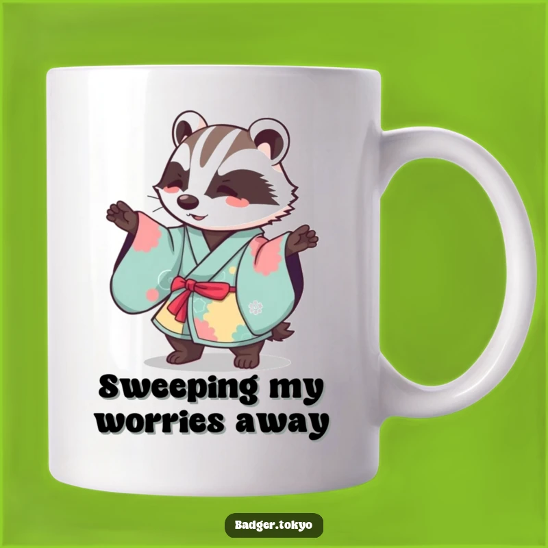 Funny Kawaii Badger Kimono Sweep Mug - Delightful Graceful Badger Gift