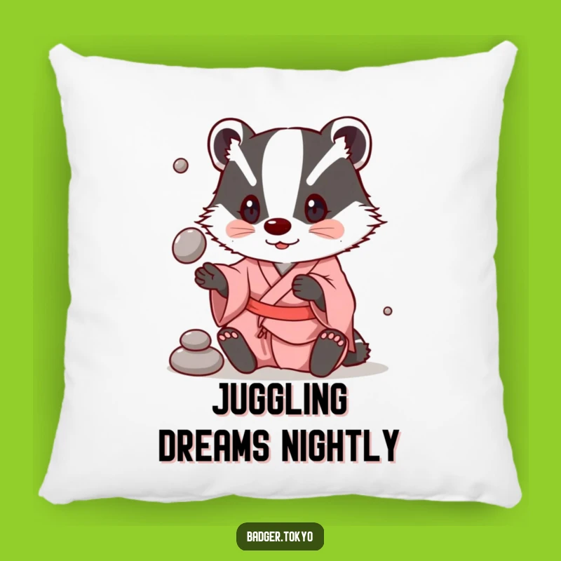 Funny Badger Juggling Kimono Pillow - Soft Playful Cushion, Adorable Funny Gift