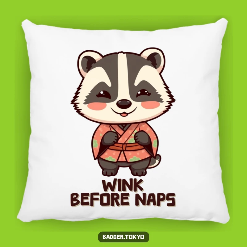 Funny Kawaii Badger Wink Pillow - Cozy Mischievous Cushion Gift