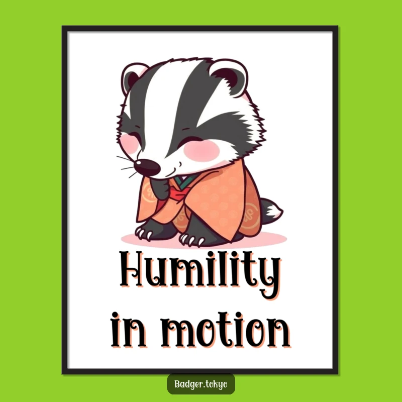 Funny Badger Bowing Kimono Digital Print - Respectful Bow Art, Instant Funny Gift