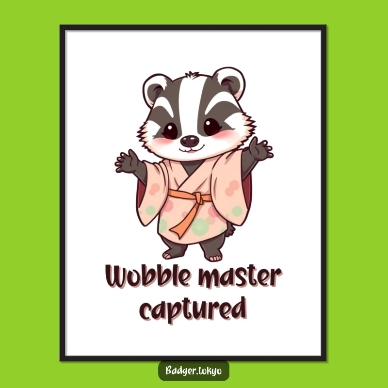 Funny Digital Art: Wobbly Badger Kimono - Instant Playful Decor