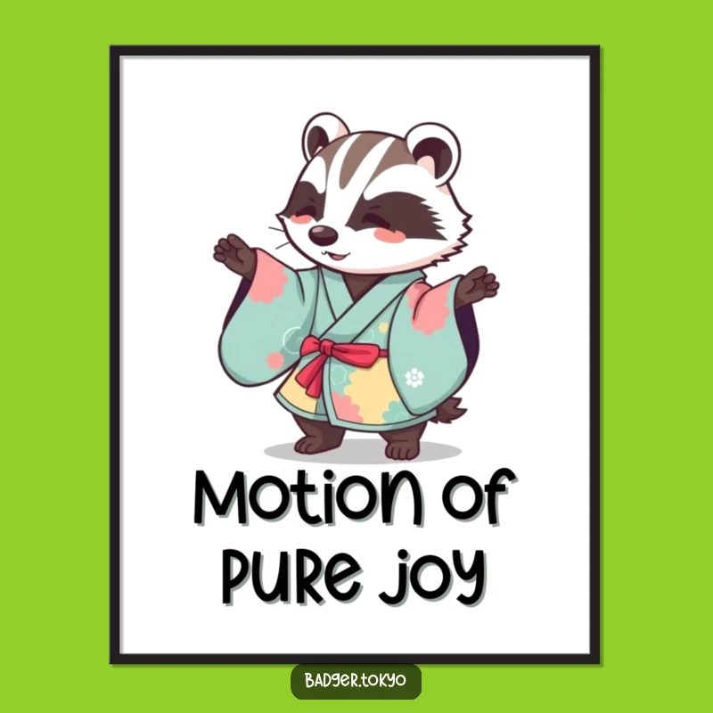 Funny Kawaii Badger Kimono Sweep Digital Art - Graceful Motion Download