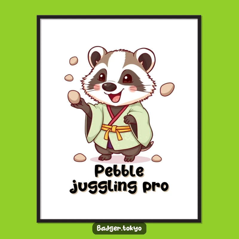 Funny Juggling Badger Kimono Digital Print: Cheerful Art, Instant Fun, Funny Gift
