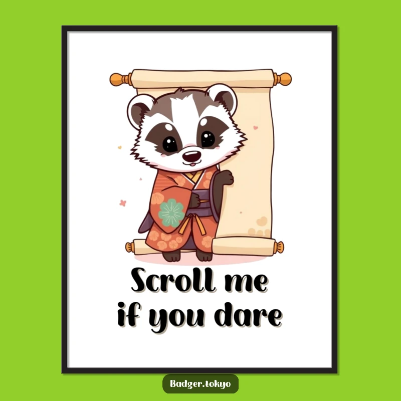 Funny Kawaii Badger Kimono Digital Art - Playful Peek Surprise Download