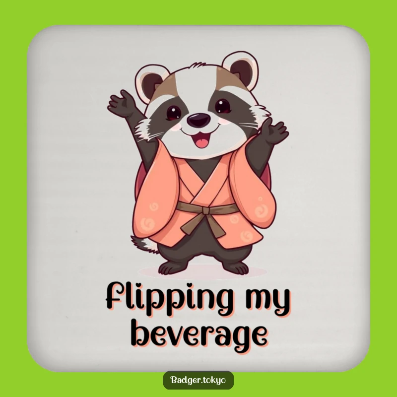 Funny Somersault Badger Kimono Coaster: Acrobatic Protection, Stylish Home, Funny Gift