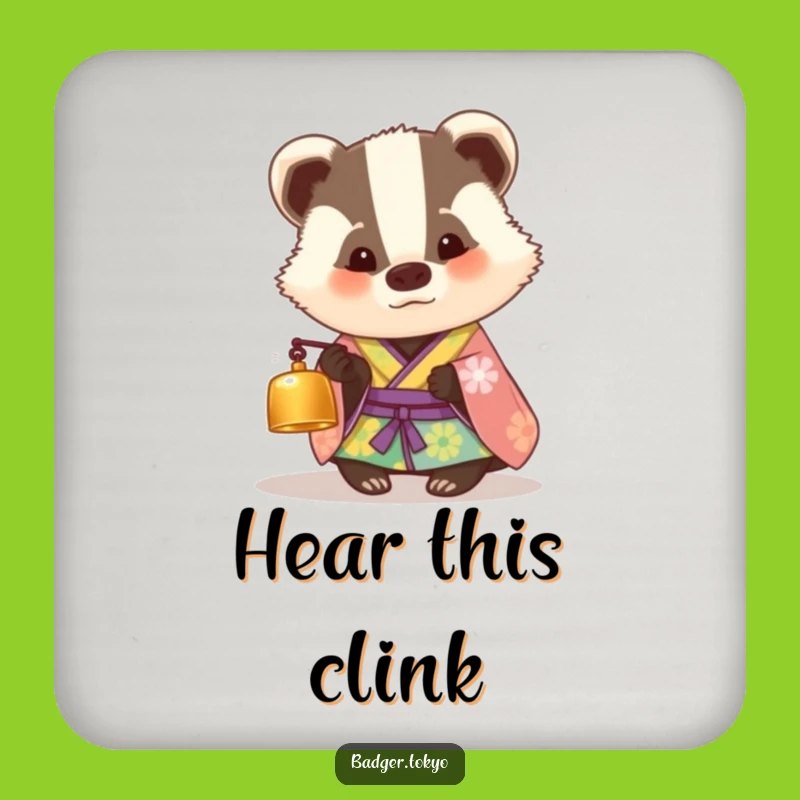 Funny Coaster Set: Curious Badger Kimono - Protect with Intrigue