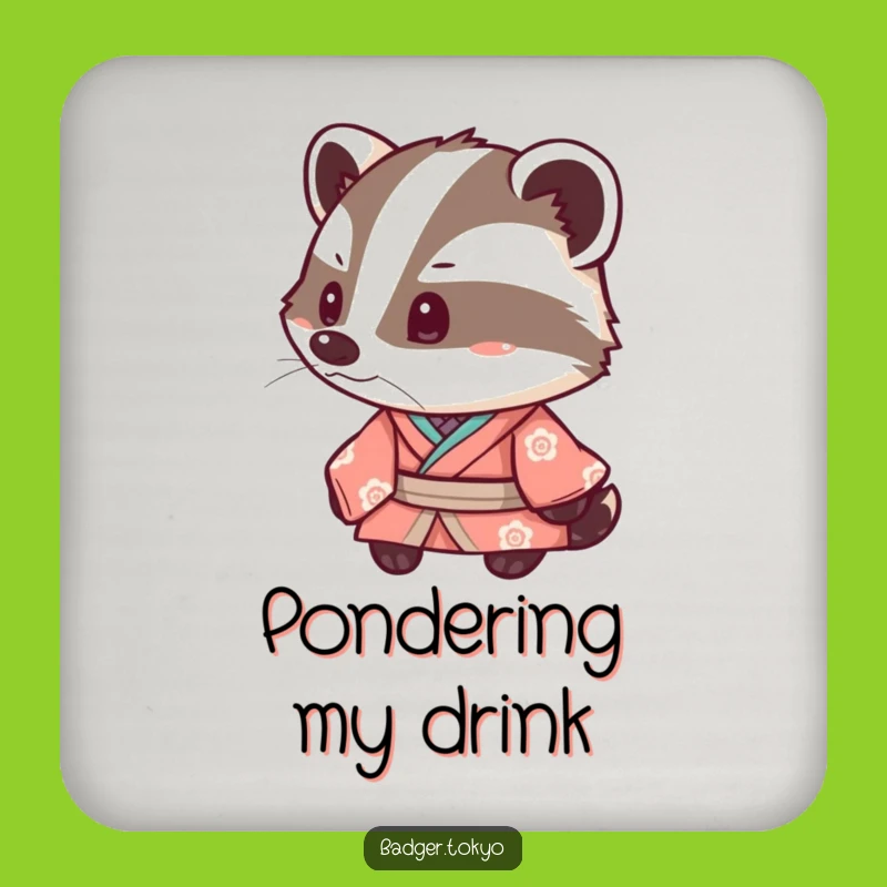 Funny Kawaii Badger Kimono Coaster: Inquisitive Protection, Stylish Home, Funny Gift