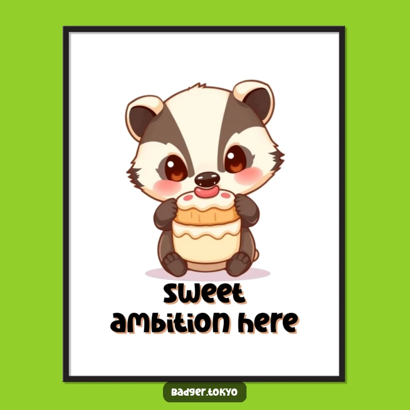 Funny Badger Cake Balance Poster - Curious Art Piece, Unique Funny Gift