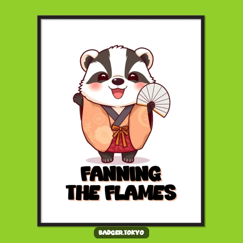 Funny Badger Fan Kimono Poster - Vibrant Art Piece, Unique Funny Gift