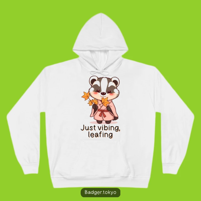 Funny Badger Kimono Hoodie - Cozy Leaf Embrace, Perfect Funny Gift