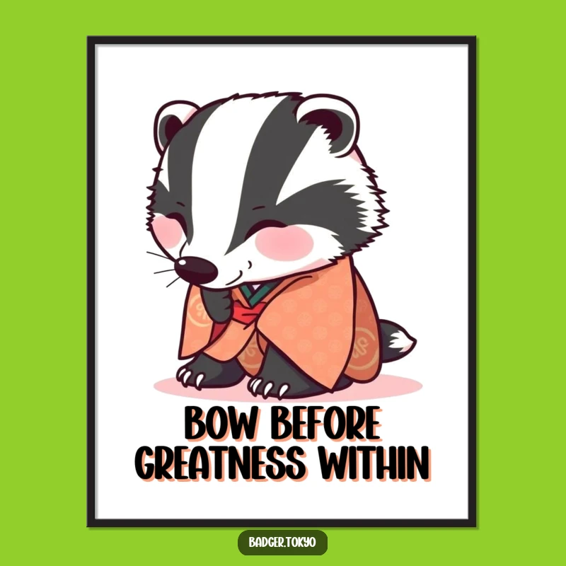 Funny Free Printable Wall Art: Bowing Badger in Kimono, Elegant and Humorous Downloadable Decor