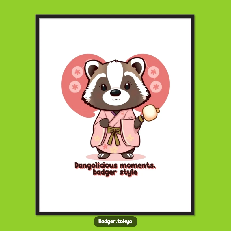Free Printable Badger Wall Art: Dango Delight, Funny Downloadable Decor
