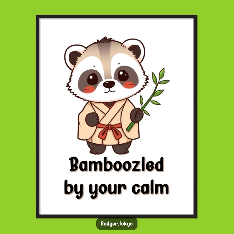 Free Printable Kawaii Badger Wall Art: Zen Bamboo Downloadable Art