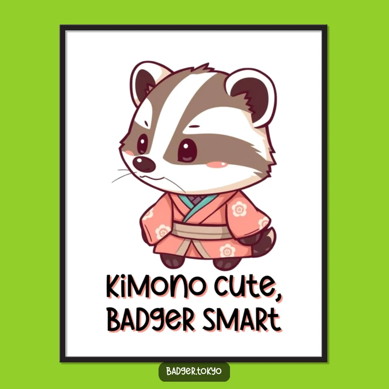 Funny Printable Wall Art: Kawaii Badger Kimono, Free Downloadable Art for Home