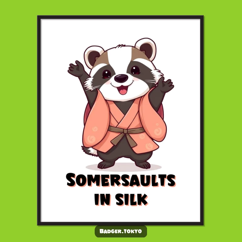 Funny Printable Wall Art: Somber-saulting Badger Kimono, Free Downloadable Fun