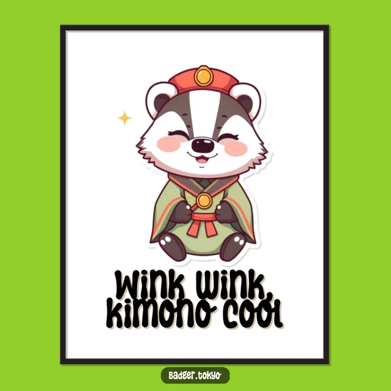 Funny Printable Wall Art: Winking Badger Kimono, Free Downloadable Quirky Decor