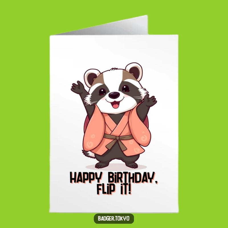 Funny Badger Birthday Card Free Printable: Somber-saulting Kimono Badger Fun!