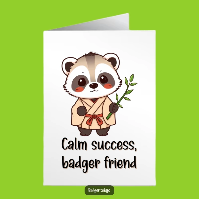 Free Printable Kawaii Badger Congrats Card: Zen Bamboo Downloadable