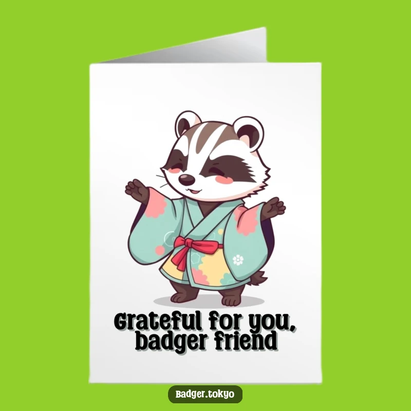 Free Printable Kawaii Badger Thank You Card: Funny Sweep Motion Downloadable