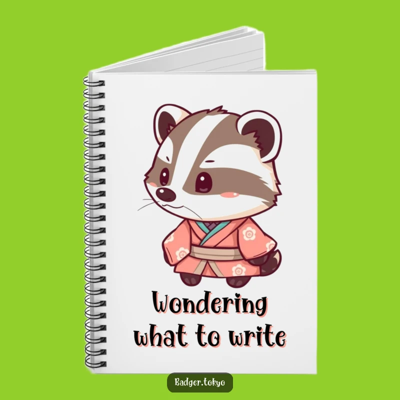 Funny Kawaii Badger Kimono Notebook: Inquisitive Notes, Creative Journal, Funny Gift