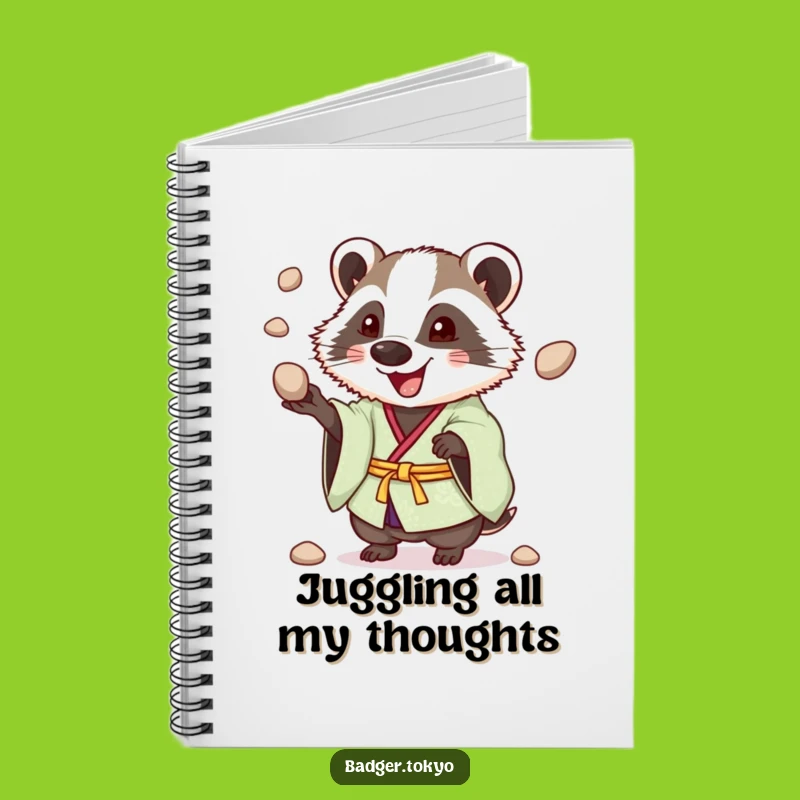 Funny Juggling Badger Kimono Notebook: Enthusiastic Notes, Fun Journal, Funny Gift