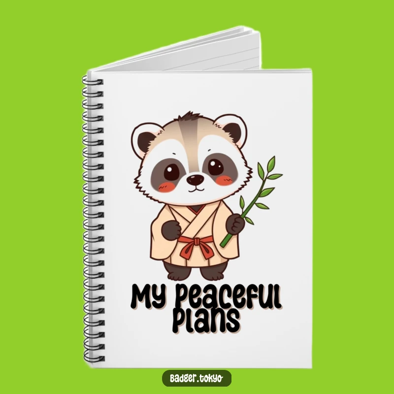 Funny Kawaii Badger Bamboo Notebook - Zen Journal Gift