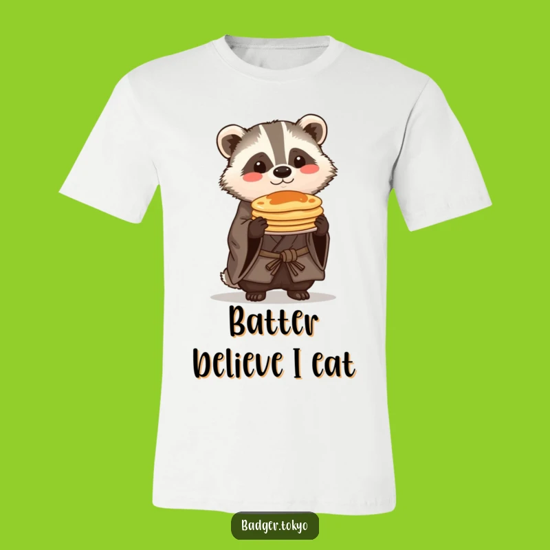 Funny Kawaii Badger Pancake Balance T-Shirt - Proud Breakfast Tee
