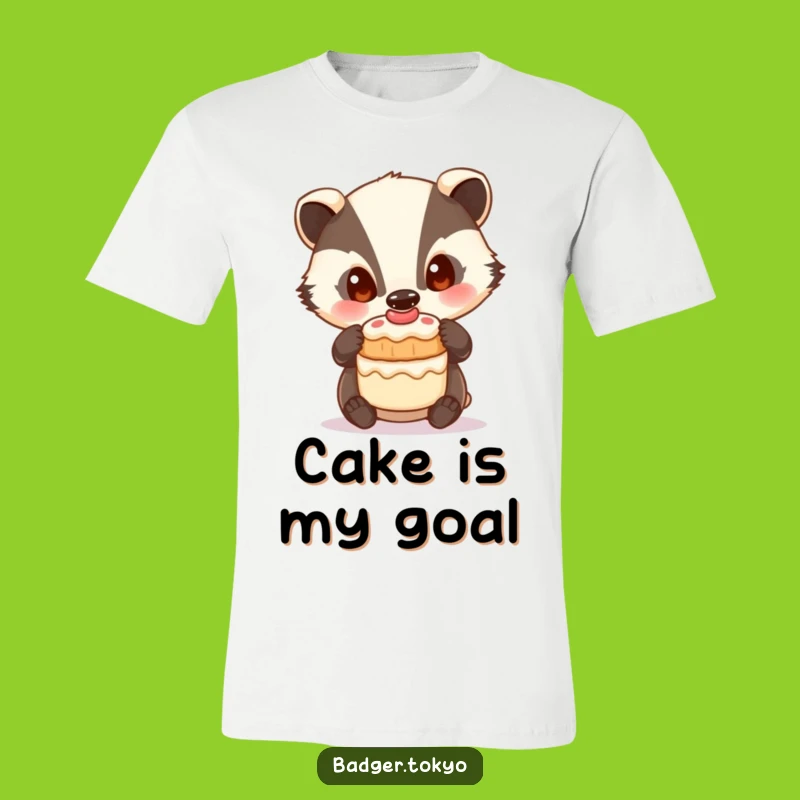Funny Badger Cake Balance T-Shirt - Curious Treat Master, Ideal Funny Gift