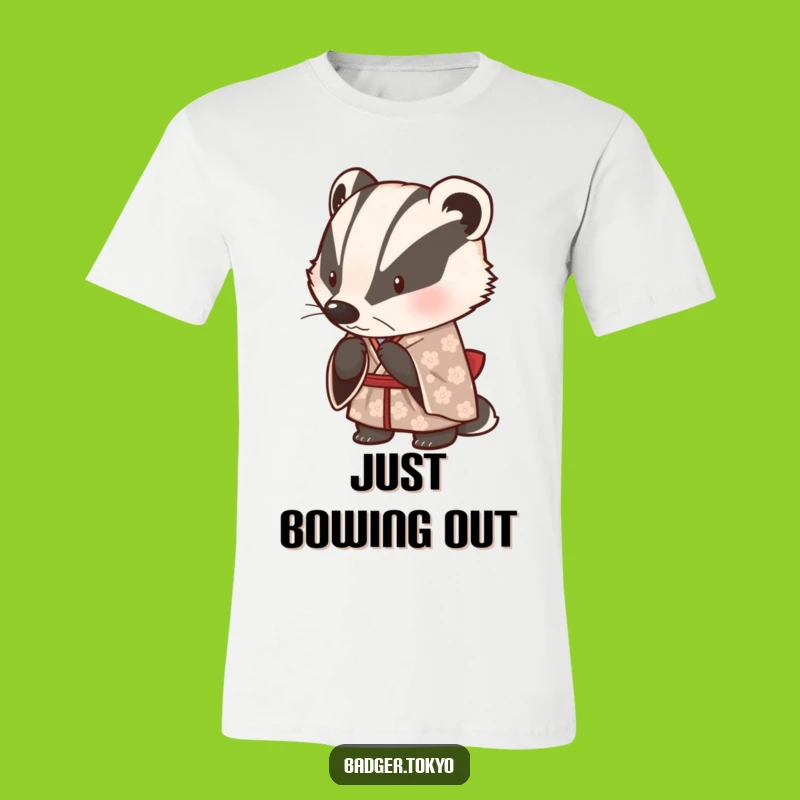 Funny Badger in Kimono T-Shirt - Adorable Polite Bowing Design