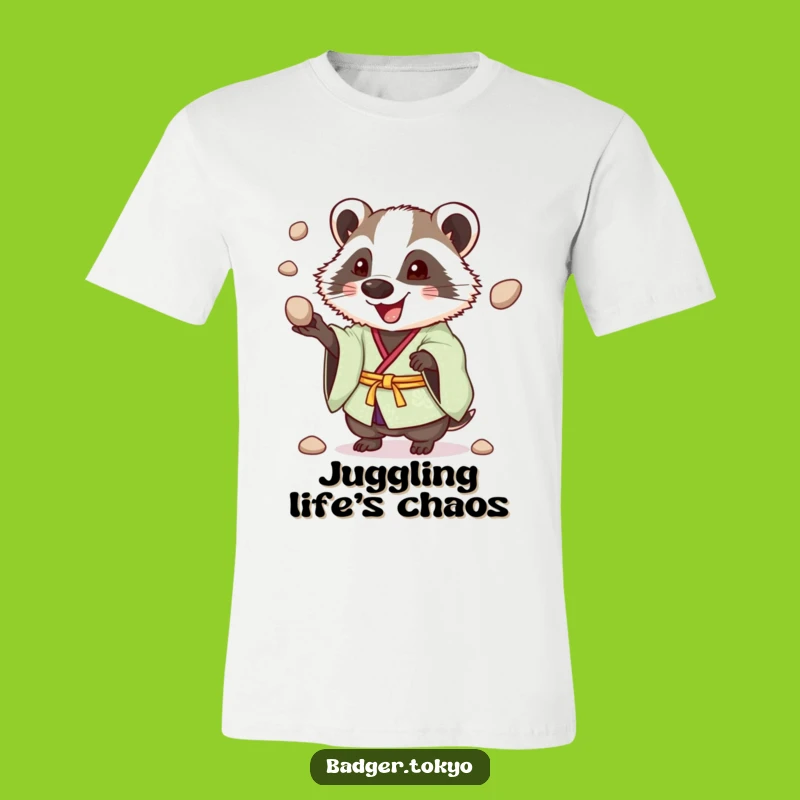 Funny Juggling Badger T-Shirt: Enthusiastic & Cheerful, Great Funny Gift Choice