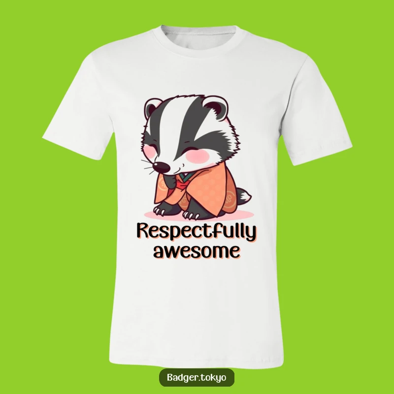 Funny Badger Bowing Kimono T-Shirt - Humble Charm, Ideal Funny Gift
