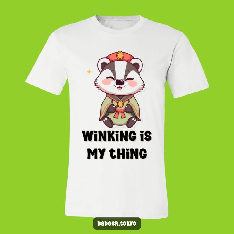 Funny Winking Badger T-Shirt: Happy Sparkle, Mischievous Style, Great Funny Gift