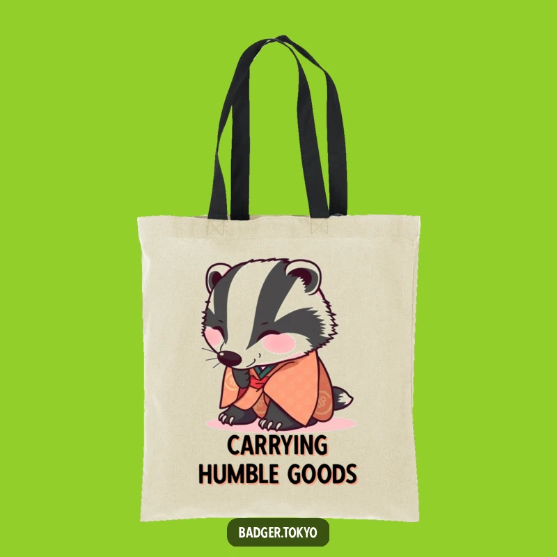 Funny Badger Bowing Kimono Tote Bag - Carry Respect, Great Funny Gift