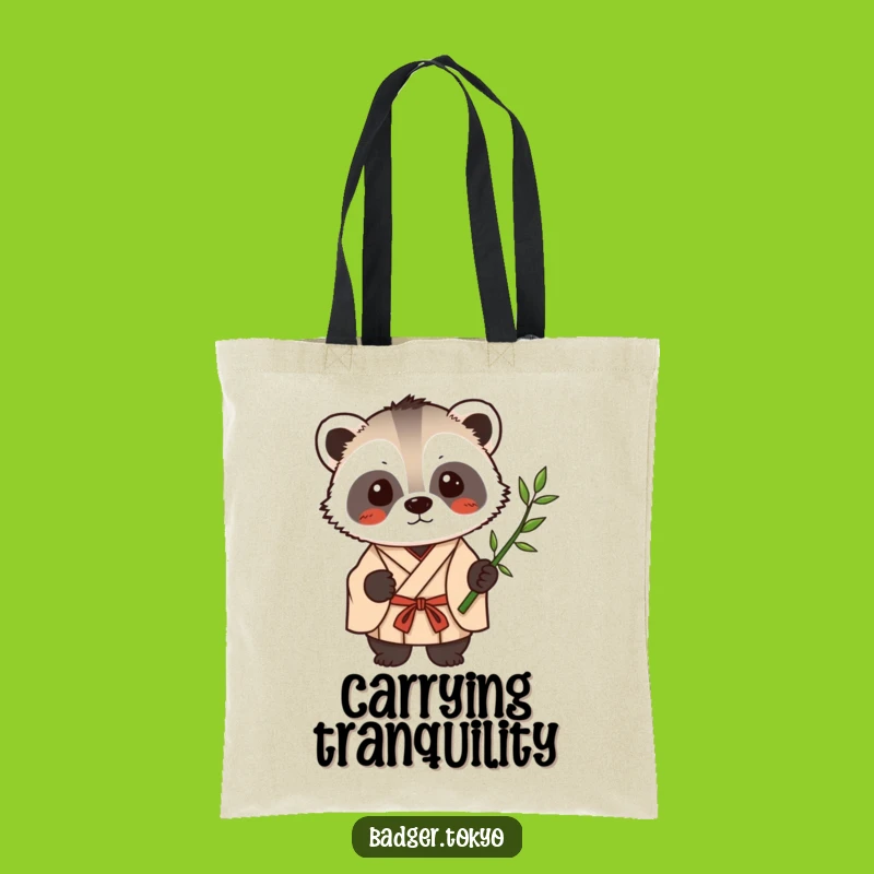 Funny Kawaii Badger Bamboo Tote Bag - Zen Nature Accessory Gift