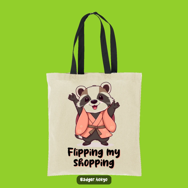 Funny Somersault Badger Kimono Tote Bag: Acrobatic Style, Handy Funny Gift